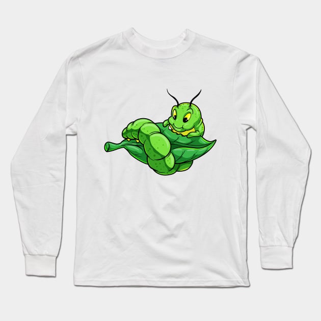 Caterpillar eats Leaf Long Sleeve T-Shirt by Markus Schnabel
